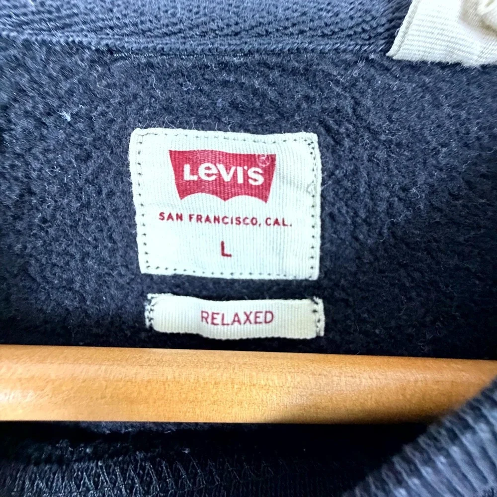 Levi's Sweatshirt Mens Large Black Blue Green Colorblock Cotton Relaxed Fit
